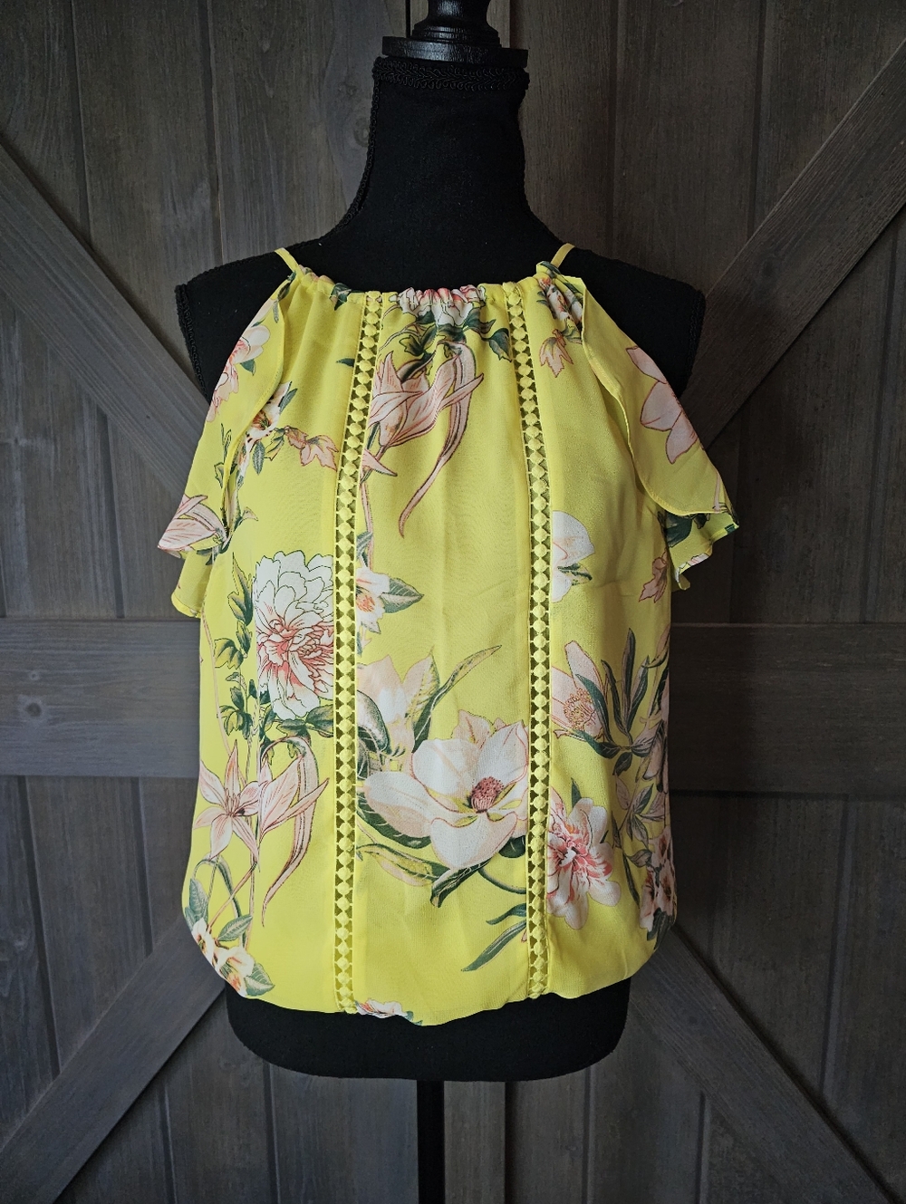 Soho Yellow Floral Blouse sz XS
